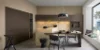 Cucina moderna con elementi in cemento e pietra