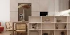 Cucina moderna con tavolo da pranzo e scaffali, design di Nolte Kitchen.