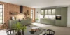 Cucina in stile country di Nolte con la frontale WINDSOR LACK in oliva softmatt. La colorazione naturale è completata da un piano di lavoro in quercia di pietra. Scaffali a muro neri in stile industriale creano contrasti moderni con l'aspetto classico della cornice delle frontali. La cucina unisce il comfort rurale con la chiarezza urbana – funzionale, accogliente e stilosa.