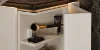 Scaffale da bagno moderno con articoli cosmetici, parte del design Nolte SPA.