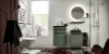 Bagno moderno con armadi verdi e illuminazione rotonda, ideale per Nolte SPA.