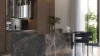 Cucina moderna con isola in marmo e elementi in legno, illuminata dalla luce naturale, di Nolte Kitchen.
