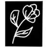 Disegno stilizzato di fiori con linee bianche su sfondo nero.