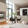 Cucina moderna a vista con mobili Nolte Kitchen e Nolte Living in un soggiorno contemporaneo.