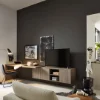 Un moderno soggiorno con Nolte Living e una cucina adiacente di Nolte Kitchen.