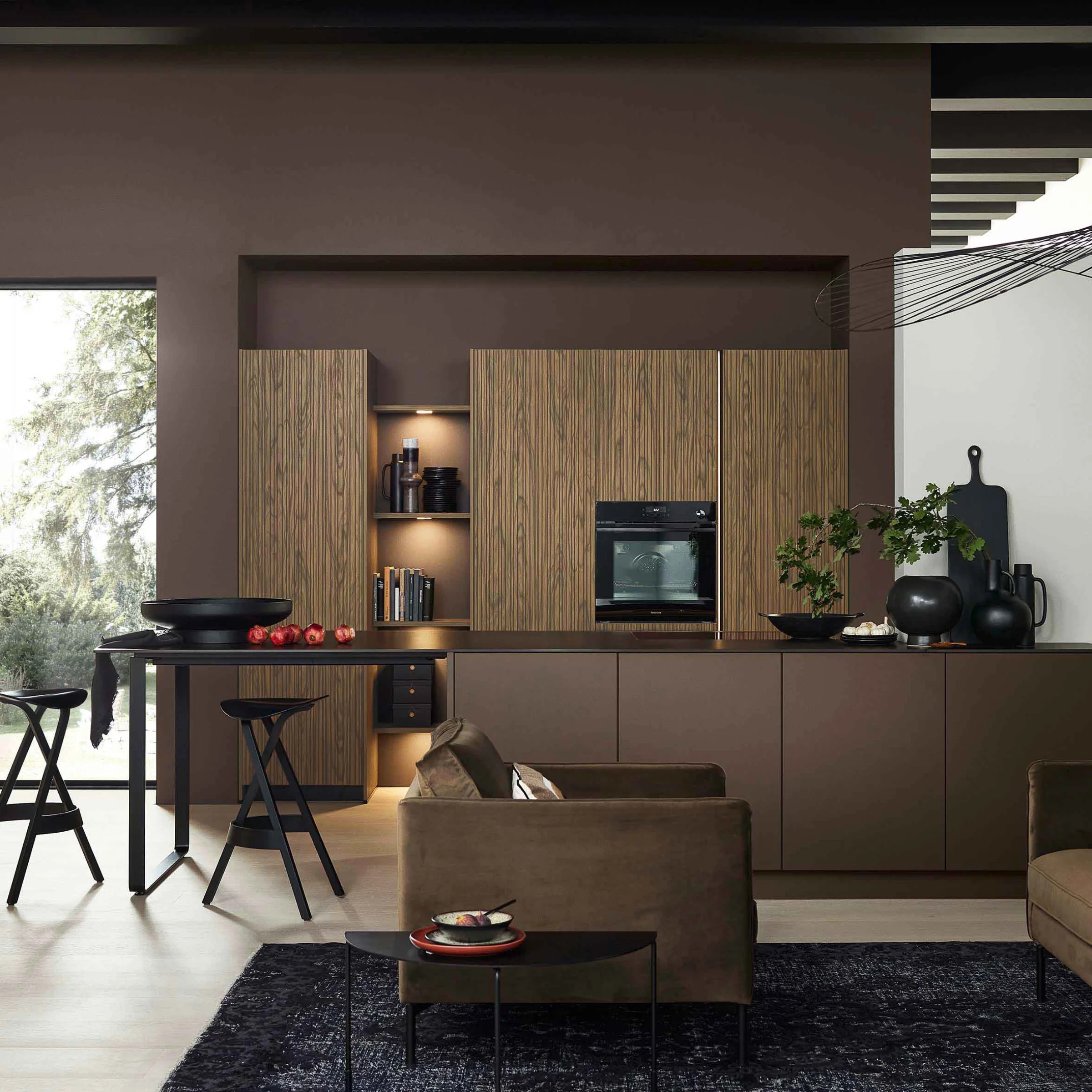 Cucina moderna con elementi in legno e mobili eleganti, Nolte Kitchen.