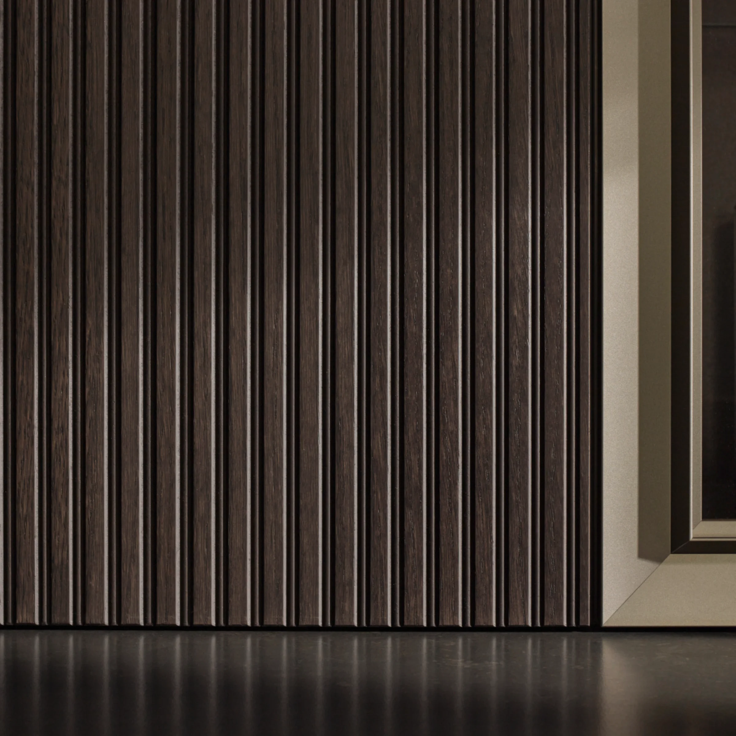 Mobile elegante con strisce verticali e dettagli in vetro, Nolte Living.