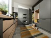 Locale lavanderia con armadi grigi e soluzioni di stoccaggio, Nolte Utility Rooms.