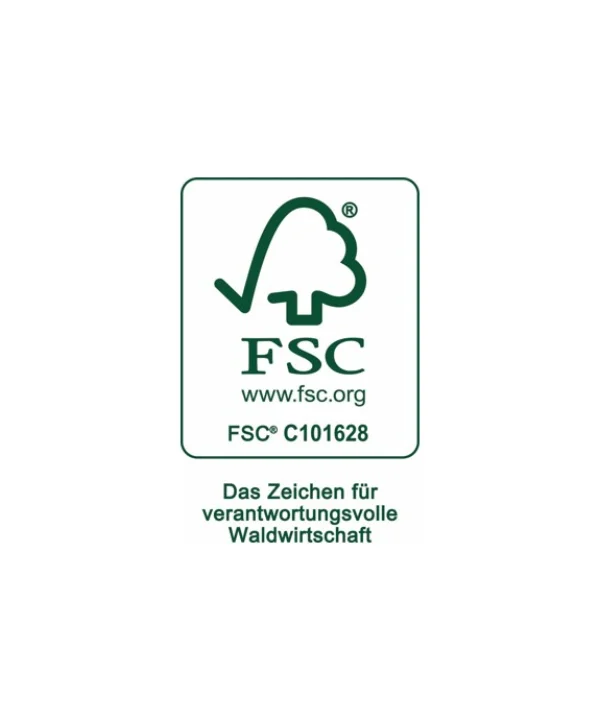 Un logo FSC mostra l'impegno per una gestione forestale responsabile.